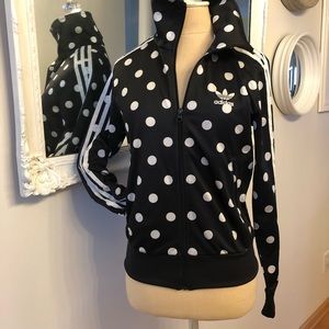 Adidas XS polka dot full zip jacket running track